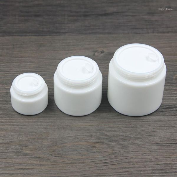 

storage bottles & jars supply glass opal pearl white cream jar packaging for cosmetic, 60g round facial container, cosmetic dispenser1