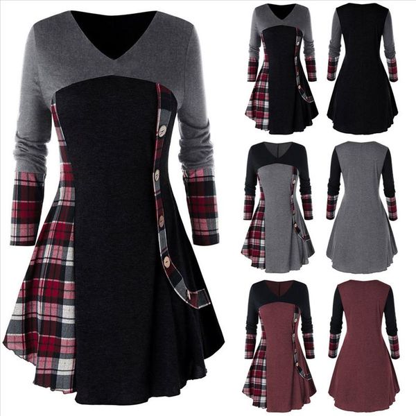 

5xl plus size vintage women blouse and streetwear o neck long sleeve floral print tunic shirts button pachwork blouse, White