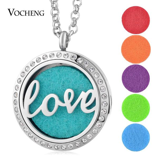 

10pcs/lot 316l stainless steel essential oils diffuser locket pendant love crystal magnetic necklace with felt pads va-275*10, Silver