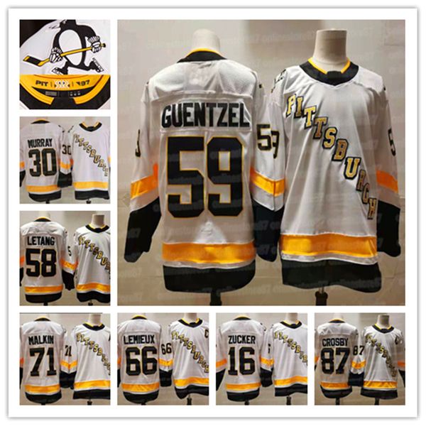 

pittsburgh penguins 2021 reverse retro jersey 59 jack genzel 87 sidney crosby 71 evgeni malkin 16 jason zuck 66 mario lemieux hockey jerseys, Black