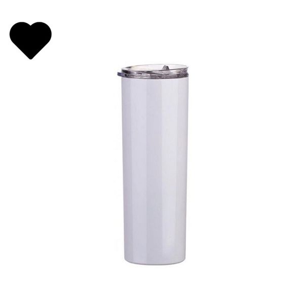 

diy sublimation blanks skinny mugs 20oz white plastic straw transparent lids tumbler straights insulated double wall cups stainless steel g2