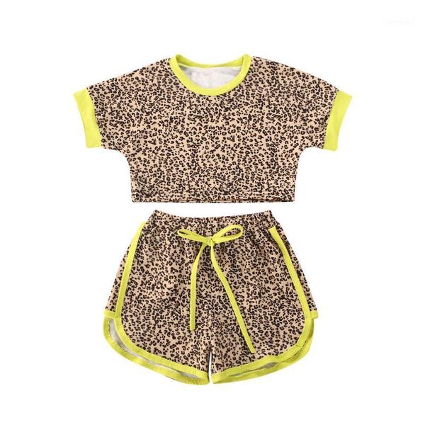 

0-5y summer lovely infant baby girls clothes sets leopard print short sleeve t shirts +shorts 2pcs1, White