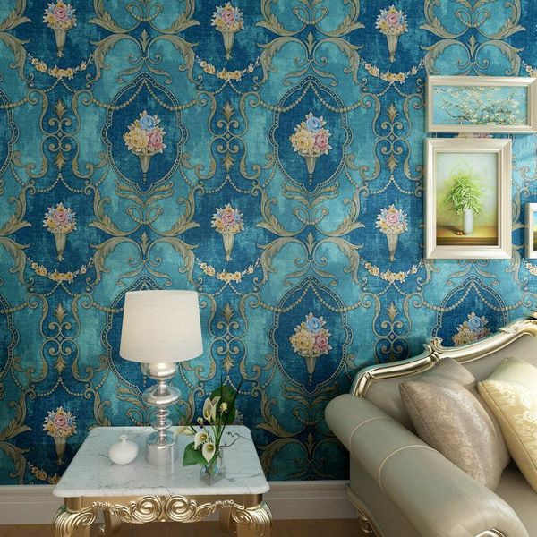 

wallpaper luxury european non-woven high-end large american pastoral wallpaper for walls 3 d living room background wall paper