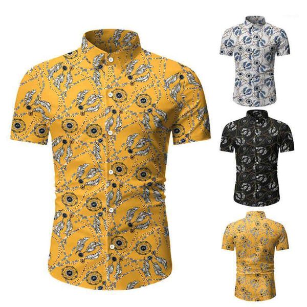 

summer fashion mens hawaiian shirt loose printed floral short sleeve vintage style cotton hawaii flower men beach shirts1, White;black