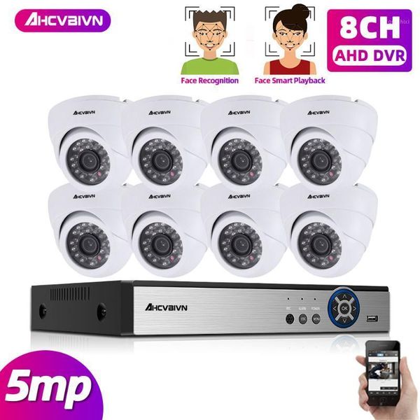 

systems 5mp h.265+ 4/8ch ahd dvr kit cctv security camera system 8pcs face record alarm remote video surveillance set1