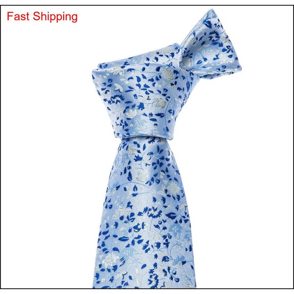 

sky blue with white flowers small fresh mens tie hankerchief cufflinks set silk business casual party necktie jac qylwru homes2007, Black;blue