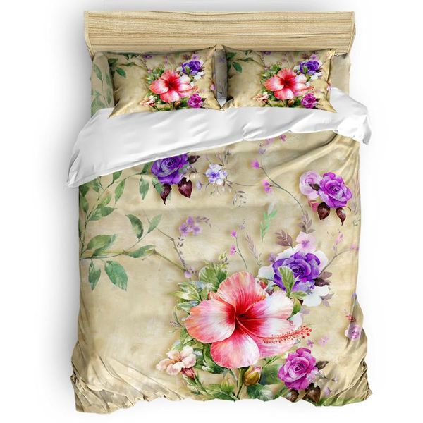 

bedding sets morning glory retro flower abstract duvet cover set warm and comfortable bed sheet bedroom comforter 2/3/4pcs