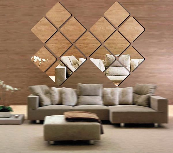 

round corner square home background wall bathroom decoration mirror paste wall decoration