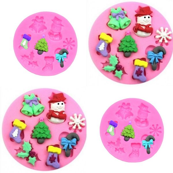 

diy christmas mold epoxy resin silicone bakeware mould lovely snowman christmas tree leaf sock bell baking molds new arrival 2 1gw l2