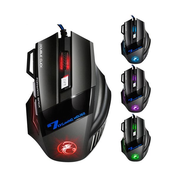 X7 Mouse da gioco ergonomico cablato 7 pulsanti LED 2400 DPI Mouse USB per computer Mouse da gioco X7 Mouse silenzioso con retroilluminazione per PC