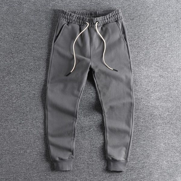 

men's pants 2021 winter pure cotton plush thick corset leggings simple color sports handsome trouser 0706, Black