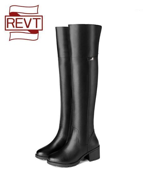 

revt ldays thigh high boots women 2020 new over the knee boots women genuine leather winter rubber1, Black
