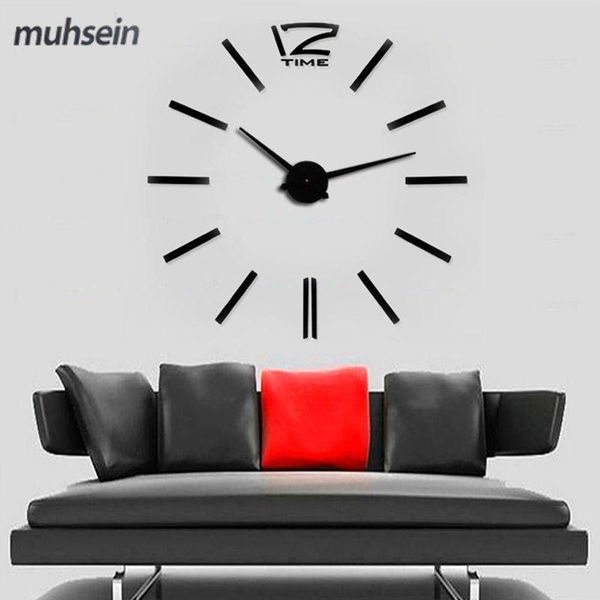 

2020 muhsein new gold color fashion 3d new size mirror wall sticker diy wall clock home decoration meetting room