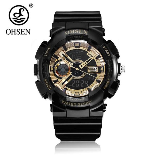 

2020 new arrival ohsen fashion digital sport watch mens quartz wristwatch rubber band 50m water resistant led army watch relogio, Slivery;brown