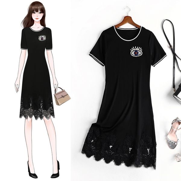 

xl-5xl plus size summer 2021 new lasso length covering dress looks thin style 10970 female femme robe y0kx, Black;gray