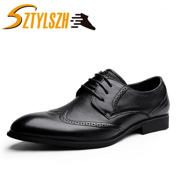 

men bullock dress shoes genuine leather luxury fashion brogue wedding shoes oxford for men zapatos de hombre1, Black