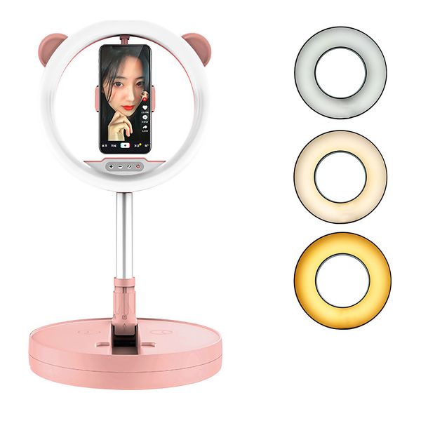 

lazy bracket desk lamp led cell with selfie ring light for live stream mobile phone clip holder