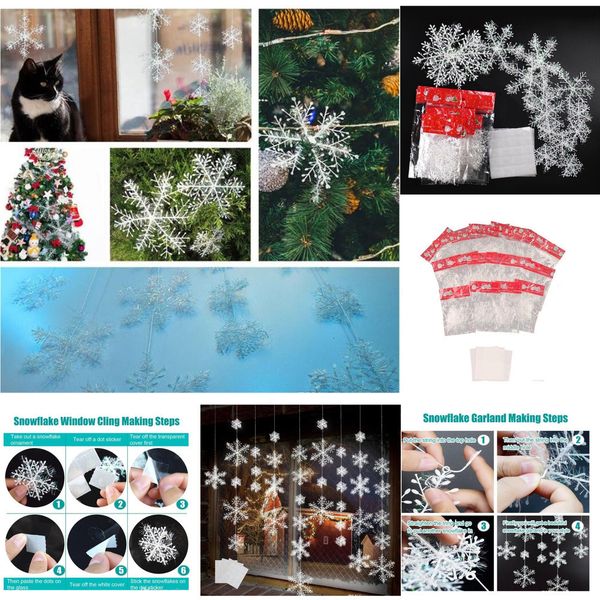 

tree home christmas hanging for snowflake white decorations weddding party 6pcs with window stickej4k2