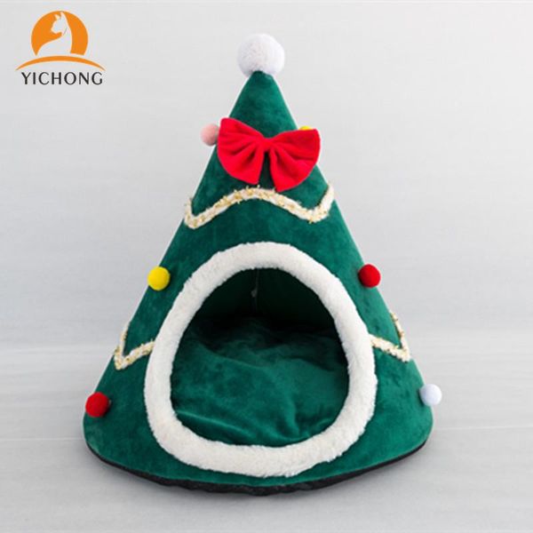 

cat beds & furniture yichong autumn winter warm pet products 3d sponge nest creative tent christmas hat modeling dog's yc202