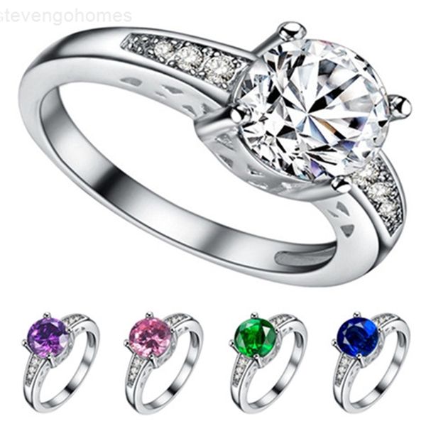 

colors wedding austrian zircon 8 crystal tourmaline morganite z gemstone 925 silver plated woman rings, Golden;silver
