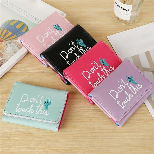 

womens wallet lovely cartoon short leather female small purse hasp zipper purse card holder for girls, Red;black