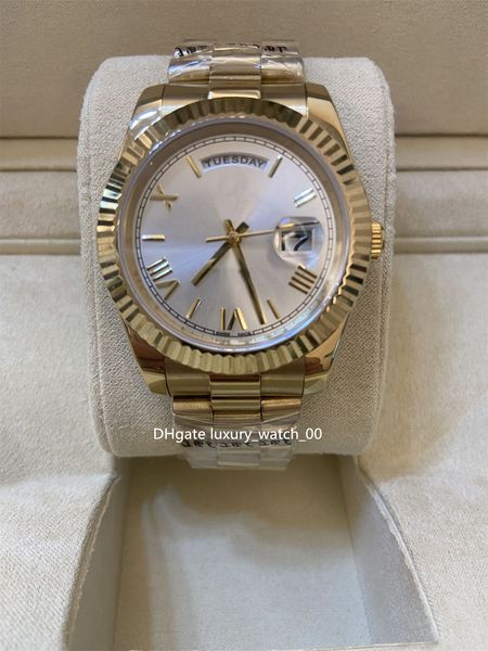 

fashion selling automatic machinery men's watch ceramic week calendar gold case watches chain 2813 movement 40mm sapphire crystal mirro, Slivery;brown