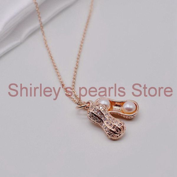 

pendant necklaces peanut pearl necklace, natural white freshwater pearl, rose gold jewellery, women's, Silver