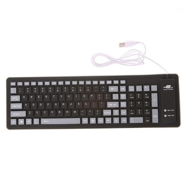 

foldable keyboard waterproof usb wired keyboard 103 keys silicone soft1
