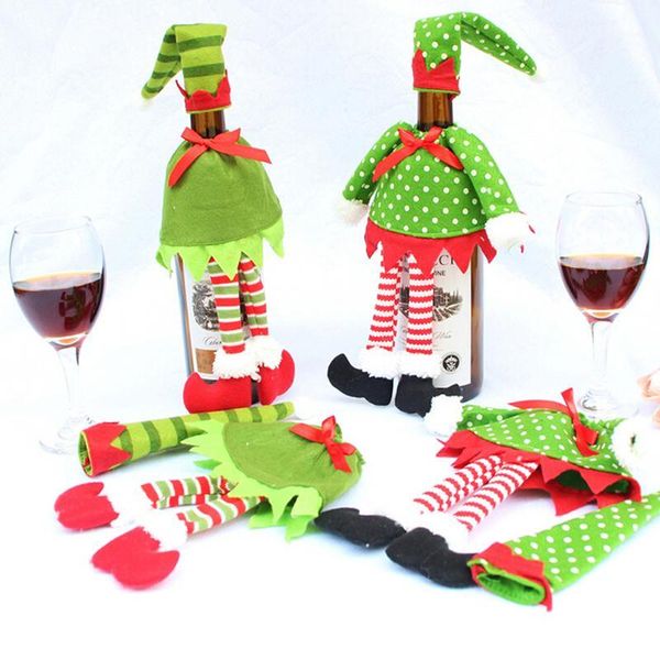 

fashion new creative stripe wine bottle cover bags for christmas decoration1