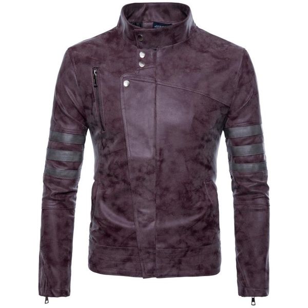 

men irregular zipper frosted pu man mens designer leather coats men fashion jackets, Black