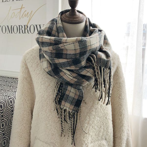 

harajuku style scarf female autumn and winter student korean version versatile multi-functional warm neck tassel, Blue;gray