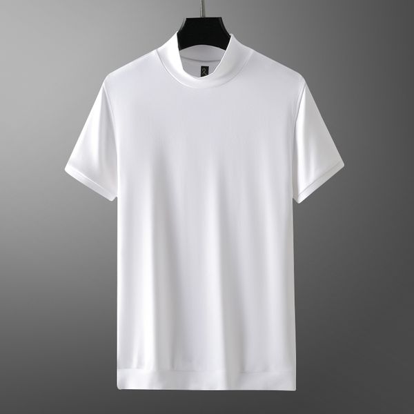 

2021 new renewable upper-turtleneck male short sleeve ultra-soft tshirt thin man fit brown autumn white 0srz, White;black