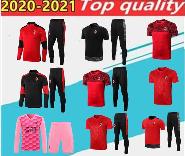 

2020 ac milan polo soccer training suit red sweatshirt kit survetement 20/21 ac milan short sleeve football sport, Black