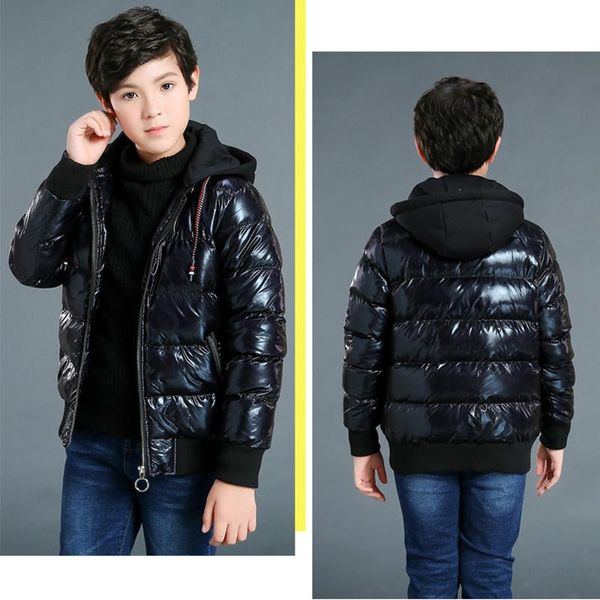 

down coat boys girls winter thick warm 8-17 years kids cotton jacket outwear children outdoor waterproof windproof snowsuit, Blue;gray