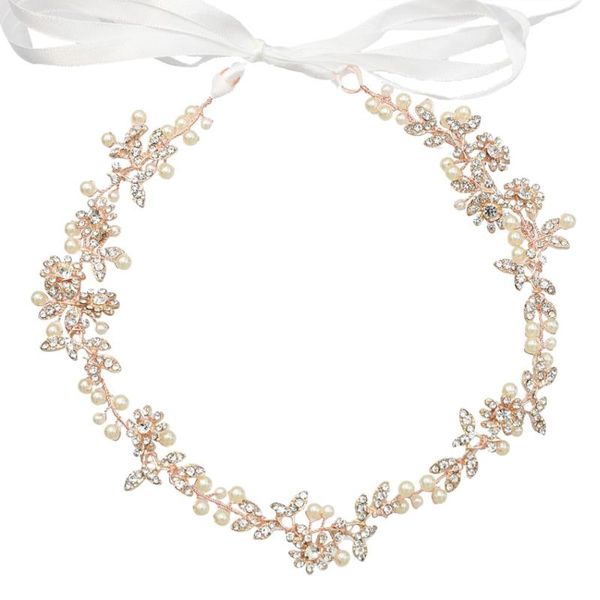 

rose gold crystal rhinestone pearls wedding hair accessories hairband bridal headbands bridesmaids hair jewelry crown women, Golden;silver