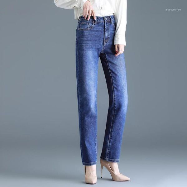 

women's jeans women straight autumn high waist was thin casual denim pants plus size s2661, Blue