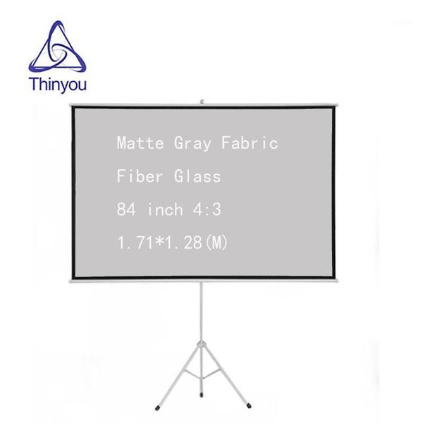 

projection screens thinyou 84inch 4:3 tripod projector screen matte gray fabric fiber glass gain portable pull up braceket with stable stand