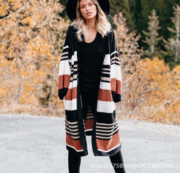 

autumn and winter 2020 knitted sweater new size loose cardigan temperament women's coat, White;black