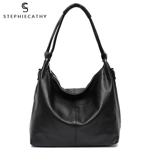 

totes sc casual genuine leather hobo for women large daily style shoulder bags solid color female fashion crossbody handbags