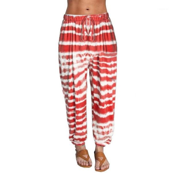 

yoga outfits loose casual legging women high waist tie-dye sports trousers gym running pants workout cycling lounge pants1, White;red