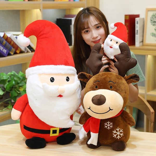 

new 22cm~100cm giant father christmas doll xmas stuffed plush toy soft standing sika deer santa claus decor children present q1215