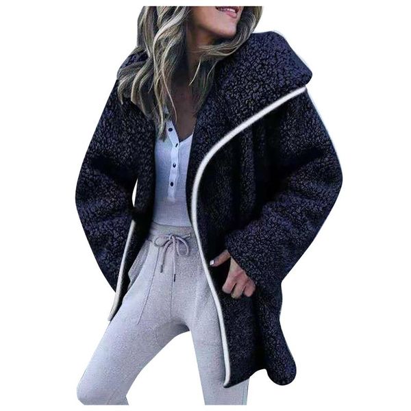 

2020 осень зима женская куртка мода с длинным рукавом толстовки кардиганов свитер повседневная куртки пальто леди свободные пальто, Black;brown