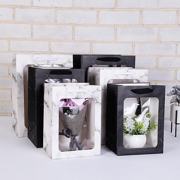 

gift wrap arrival kraft paper bags with open window luxury marble packaging small box vintage wedding candy cases1