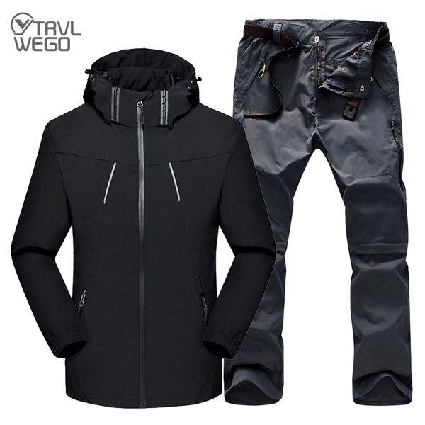 

trvlwego spring autumn hiking suit men trekking jacket pant new fishing coat outdoor camping hiking sport jacket pants 1 set q1208, Black;brown