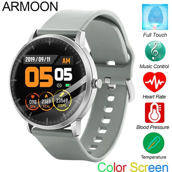 

smart thermometer touch watch t9 температура круглая спорт монитор сердечных сокращений браслет фитнес трекер музыкальный концерн цвет экран