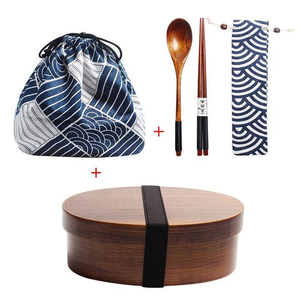 

wooden lunch box picnic japanese bento box for school kids dinnerware set with bag spoon fork chopsticks round square lunch box bbyeao