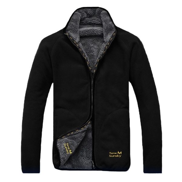 

winter warm polar coral fleece men's jacket snowimage windproof thick thermal reversible coat male plus size outerwear clothes 201218, Black;brown