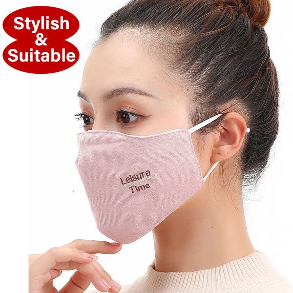 

fashion winter designer new women girl 2020 embroidered dust proof outdoor warm cotton mask reusable washable