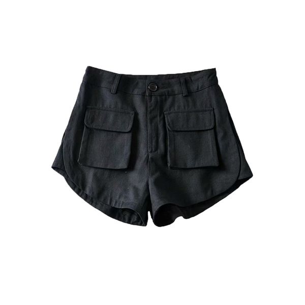

2021 new show ass legs all-match safari style 3-color waist high female shorts fly cotton pockets fashion z0p0, White;black