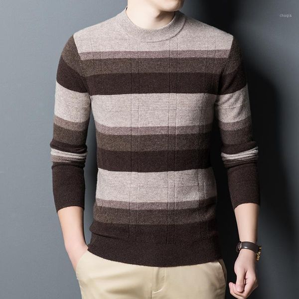 

100% pure cashmere knit jumpers man o-neck long sleeve striped sweater men pullover new fashion male clothes 1, White;black